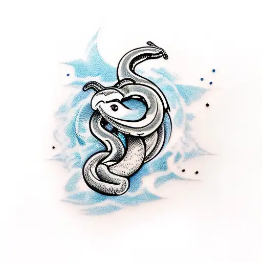 Arm Wrapped By A Snake Biting An Apple