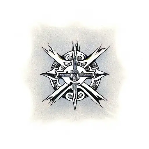 Christian Cross With Crown Of Thorns On Top