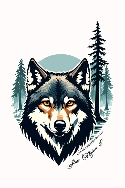 Forest With Wolf Head