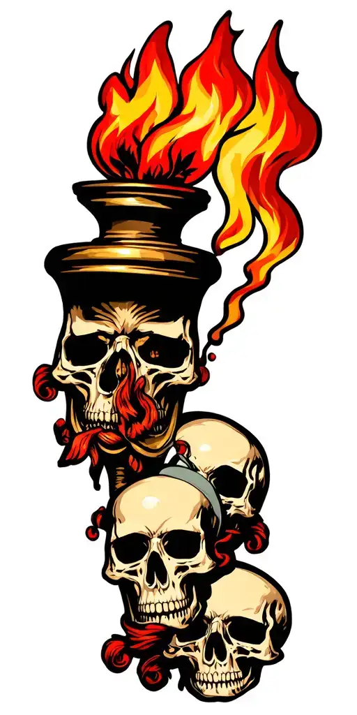 Torch And Skulls Surrounded