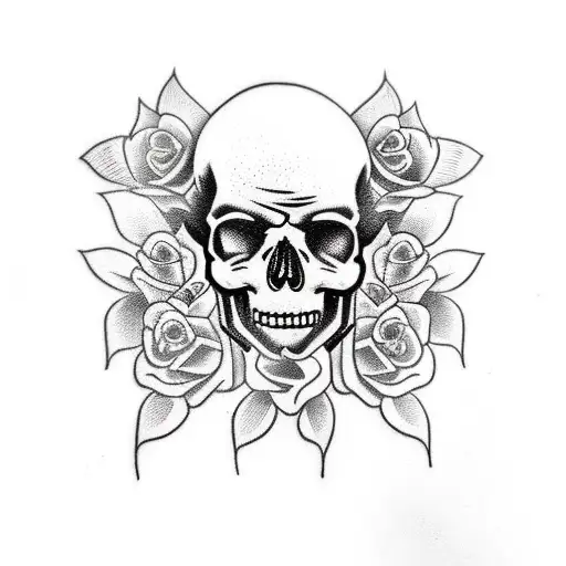 Cyberpunk Skull With Roses