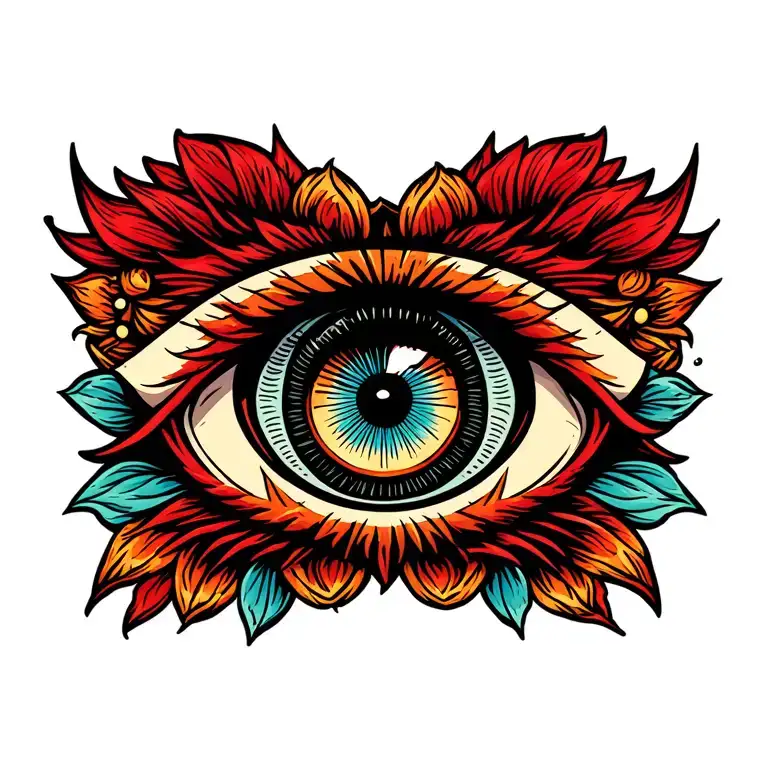 Men Evil Eye Chest Tattoo Design