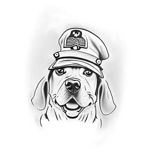 A Heartwarming Scene Of A Loyal Dog Protecting A Military Family