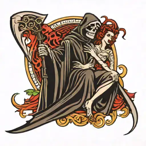 Grim Reaper And A Attractive Woman
