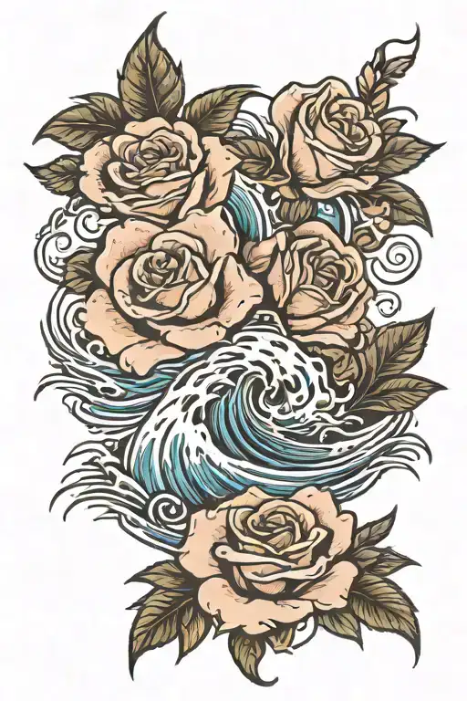 Roses And Ocean Waves
