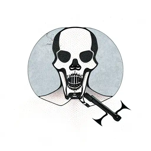 German Shorthaired Pointer On Point With A Grim Reaper Holding A Shotgun