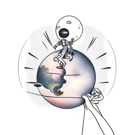 A Planet On Certer With Two Hands Touching It And A String Conecting The Hands