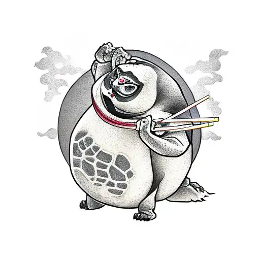 Oogway From Kung Fu Panda Eating A Nowl Of Ramen