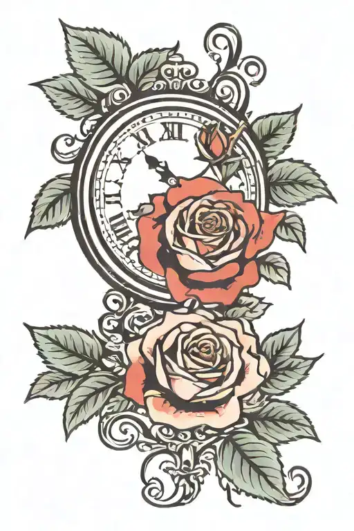 Clock With Roses Growing