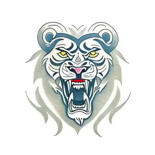 Roaring Aggressive Lion With