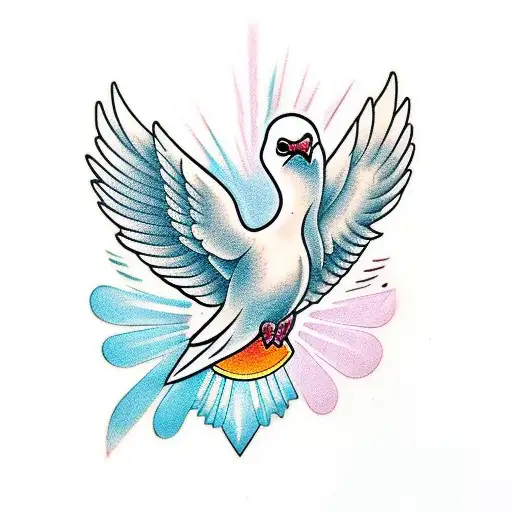 Looking Down Seeing The Top View Of A Dove Descending Down Onto Me