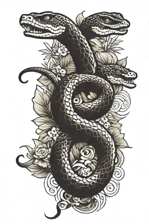 The Tail Of The Snake On The Background Of The Jungle