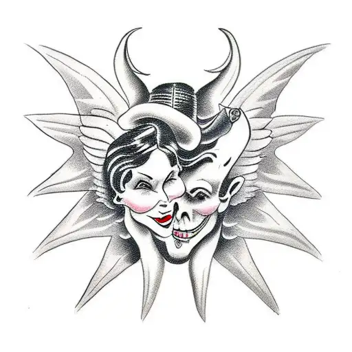 Devil And Angel With Cello