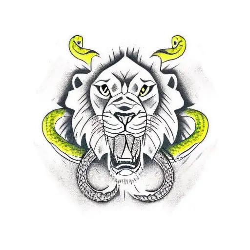 Lion Crocodile And Snake