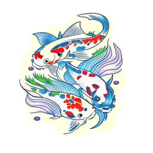 Koi Fish With Tree Of Life
