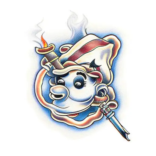 Fry Pan With Fire And Bacon