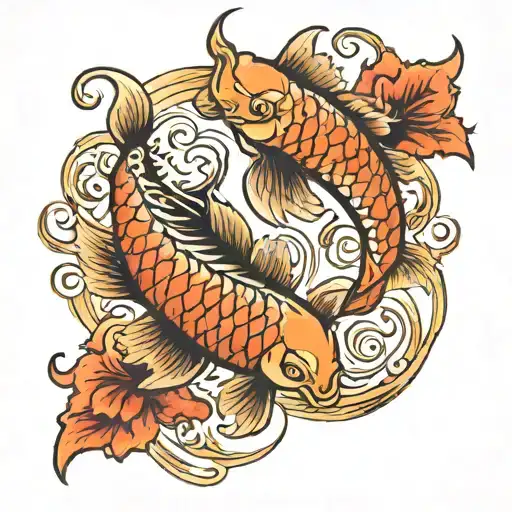 Phoenix And A Koi Carp Fish