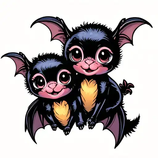 Two Cute Bats That Are Best Friends