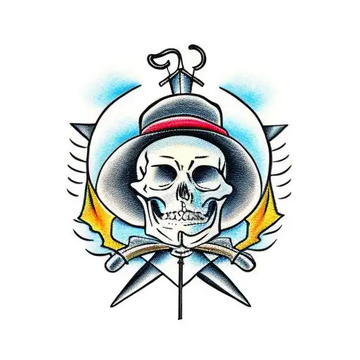 A Skeleton Wearing A Hat And Holding An Arrow