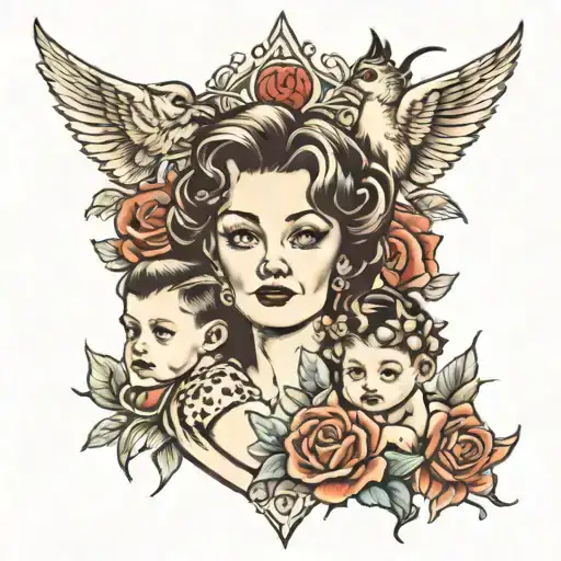 Tattoo Realism Mom Dad And Children