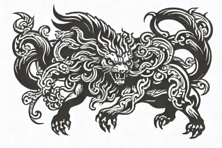 Design A Traditional Tattoo Of A Mythical Creature From Greek Mythology Hunting Its Prey