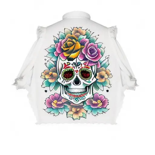 Sugar Skull With Flowers Sleeve