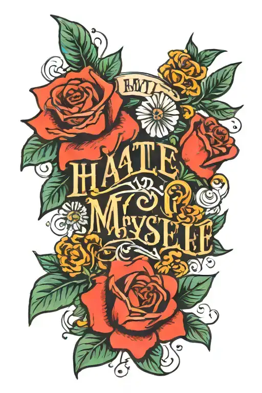 Lettering Hate Myself Flowers