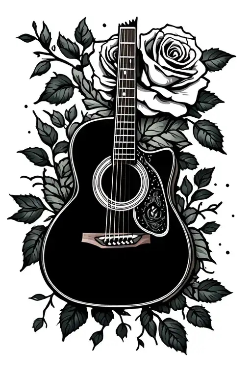 Acoustic Guitar Rose Behind It