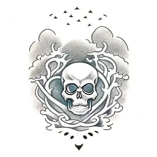 Skulll With Glasses And Tree In The Background