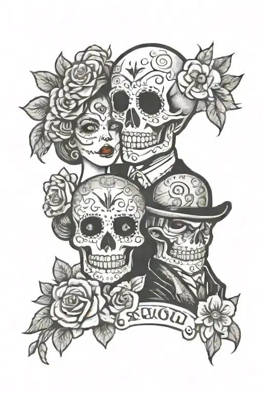 Moon Sugar Skull Couple