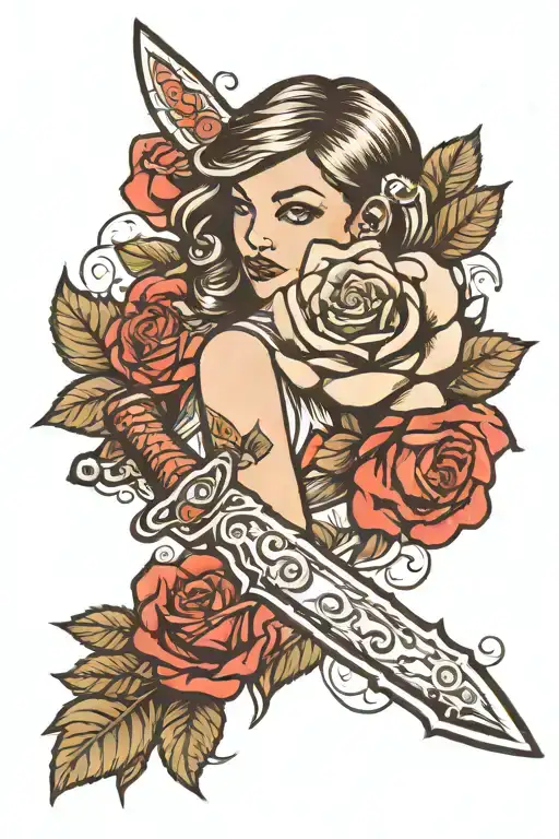 Girl Rose Knife