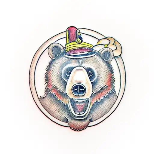 Anthropomorphic Bear In A Guilded Oval Frame
