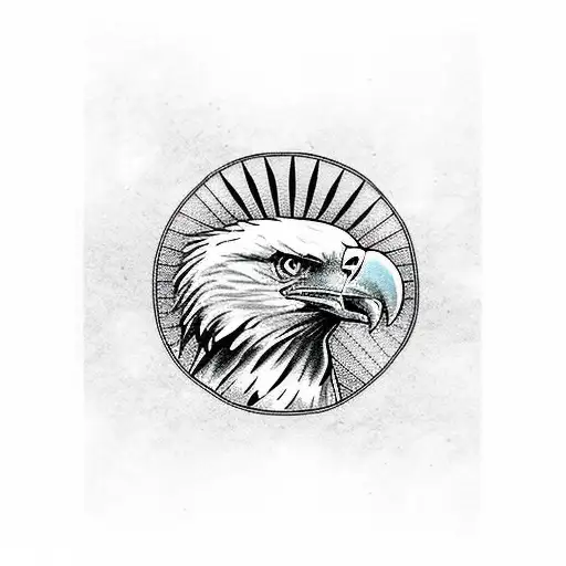 Bald Eagle Clean Line Work With Western Traditional Elements Around It For Upper Arm Sleeve