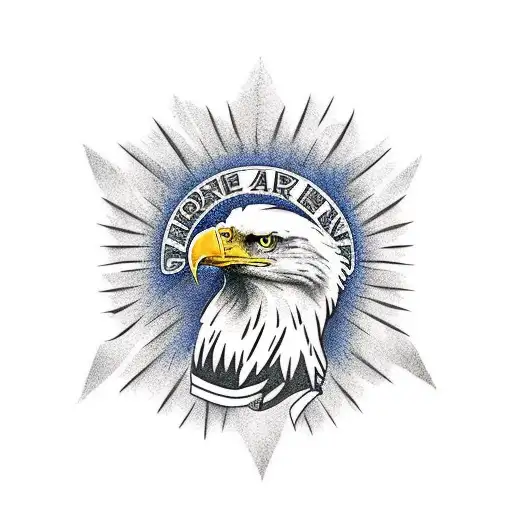 Bald Eagle Clean Line Work With Western Traditional Elements Around It For Upper Arm Sleeve