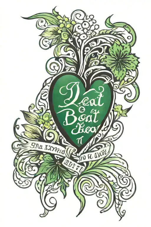 Black And Green Heart And Inscription And Black And Green Hearts Will Beat Until The End