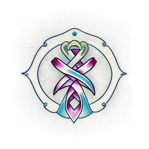 Traditional Style Breast Cancer Ribbon With A Hidden Message In Negative Space