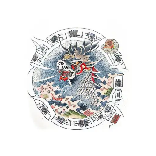 A Traditional Japanese Sleeve Tattoo With Various Samurai Scenes