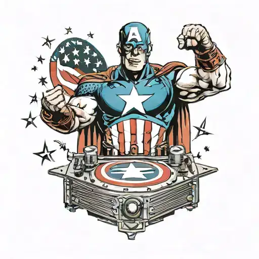 Captain America Djing At A Concert With A Crowd Of Fans In The Background