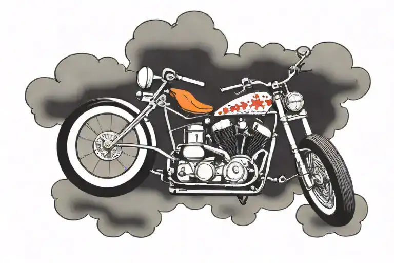 Bobber Motorcycle With Cloud Underneath Side View