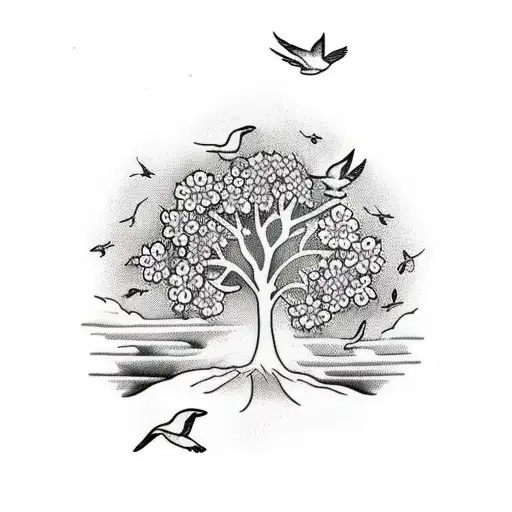 Mustard Tree With Birds