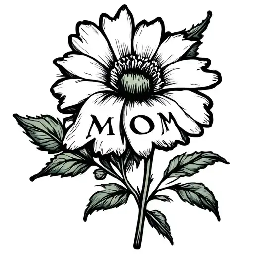Minimalist Flower With Inscription Mom
