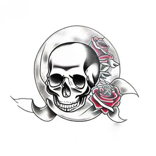Half Sleeve With Suger Skull And Roses Round The Edges And Pocket Watch On Top
