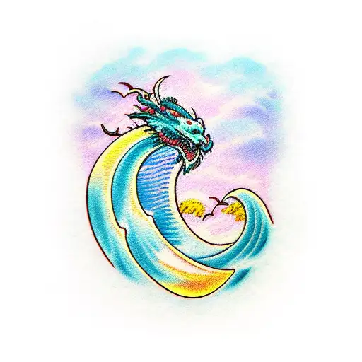 Dragon Heart Ocean Wave Sunset