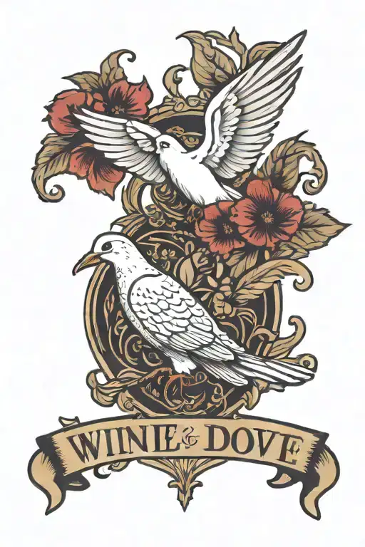 Wine And White Dove Perched