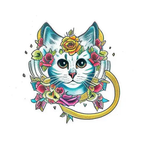 Day Of The Dead Full Body Cat Sitting On Open Book