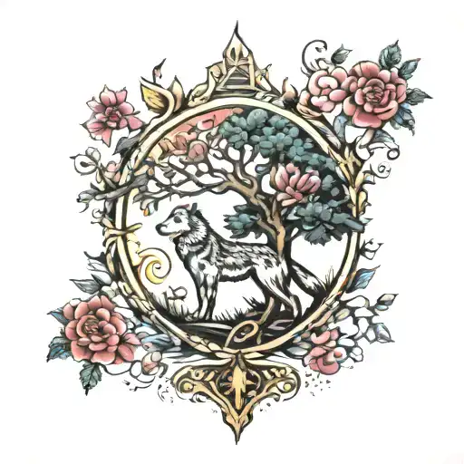 Tree Of Life And Wolf