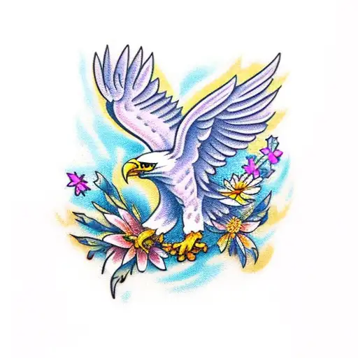 Eagle With Flowers