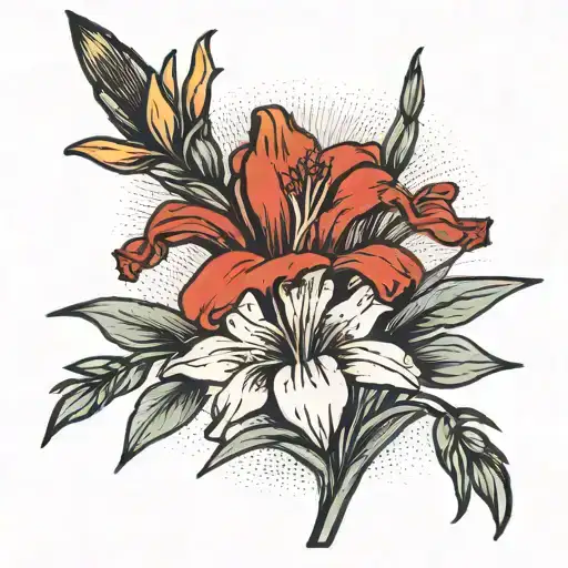 Prominent Paintbrush With Gladiolus In The Background