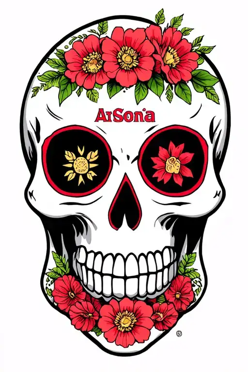 Sugar Skull Arsenal Fc Canon Logo With Flowers