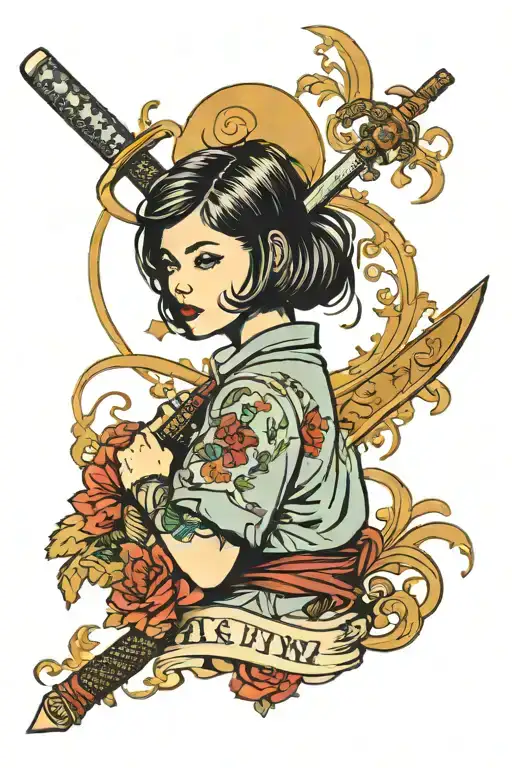 Girl With Short Hair And A Katana